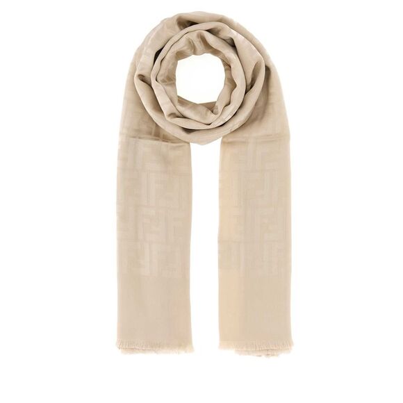 Fendi Women Beige Silk Scarf